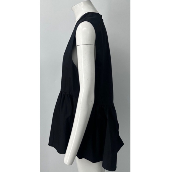 Tibi black sleeveless v neck flare bottom faux wrap top size 12 - Picture 2 of 4